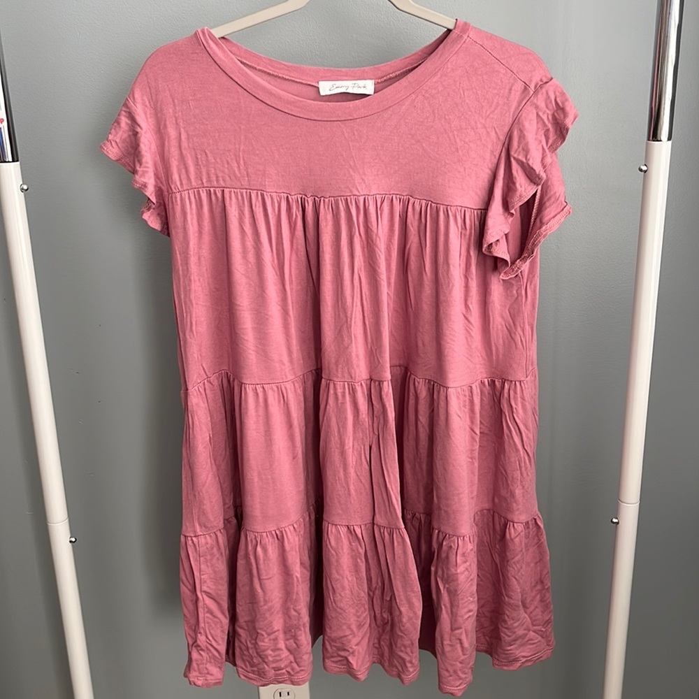 Dusty Rose, Sun Dress, Ruffles, Size S